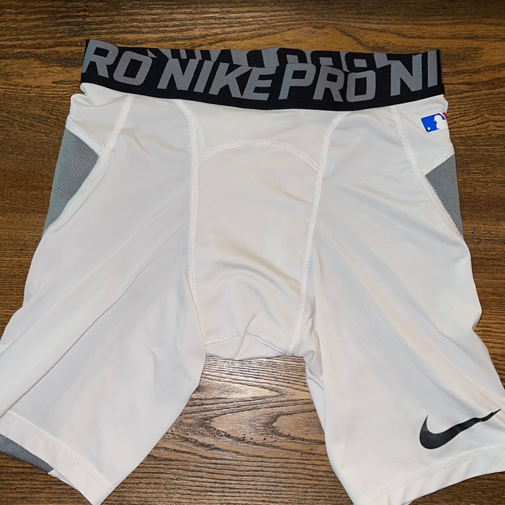 Boys Nike Pros for Baseball White and Gray